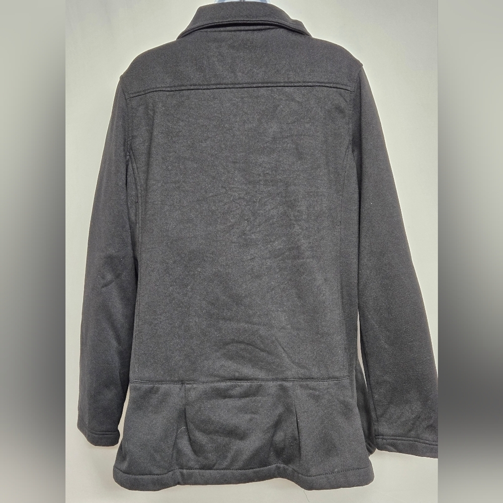 Last Kiss Black Jacket Coat 2X Longer Length Hidden Zip Up High Neck - Picture 5 of 7